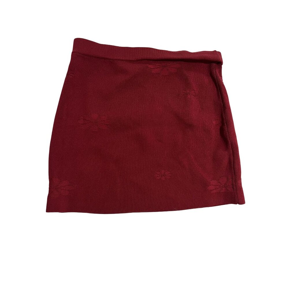 Peppermayo Holly Knit Mini Skirt in Rouge Red
